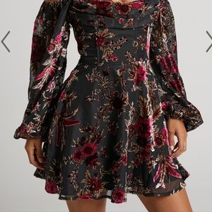 Showpo black floral dress